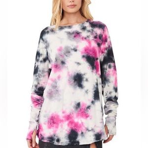 Free People Tie Dye Shirt with Thumb Holes Size Medium Oversized